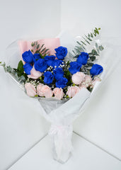 Baby Pink & Blue Rose Bouquet
