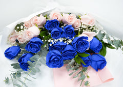 Baby Pink & Blue Rose Bouquet