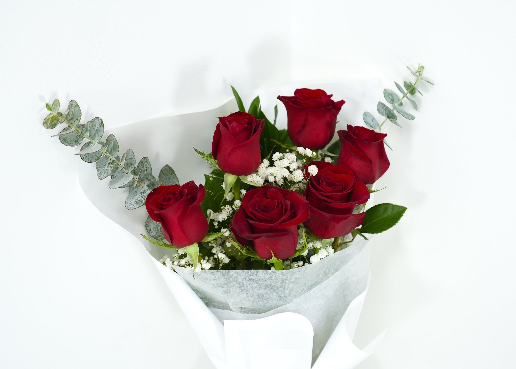 6 Red Roses with Baby's Breath