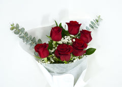 6 Red Roses with Baby's Breath