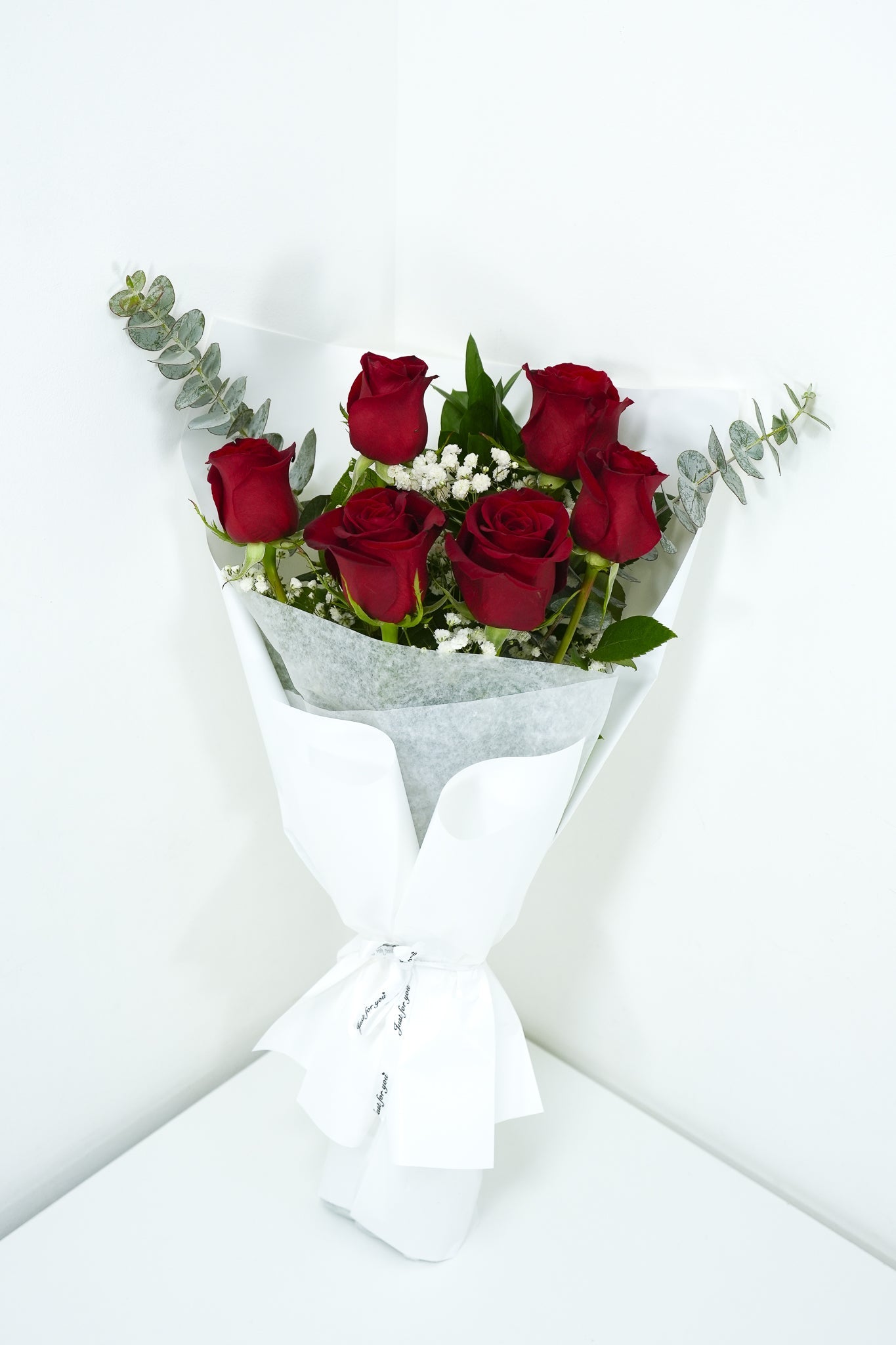 6 Red Roses with Baby's Breath