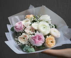 Ranunculus Bouquet (White, Blush, Light Pink, Mixed)
