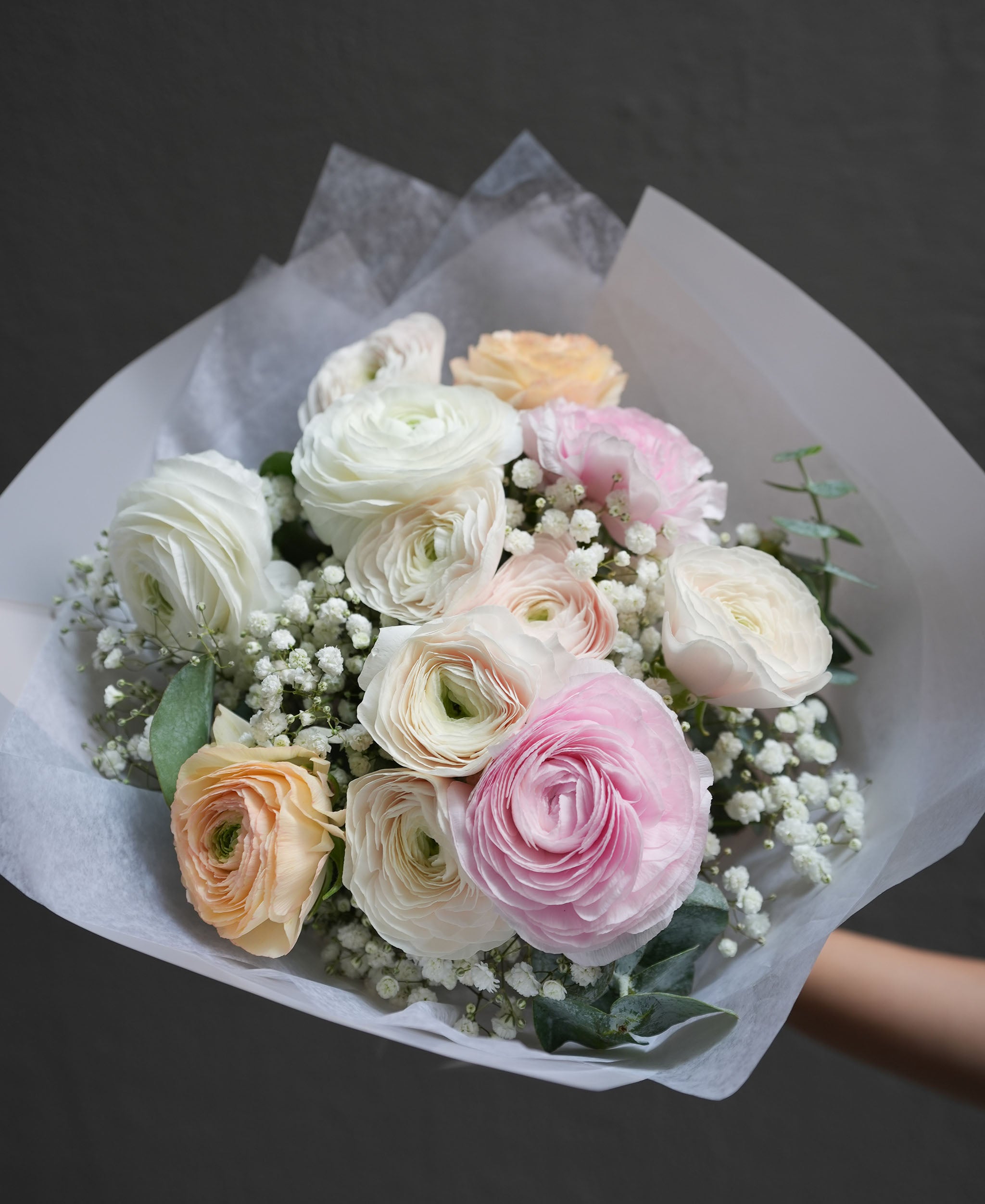 Ranunculus Bouquet (White, Blush, Light Pink, Mixed)