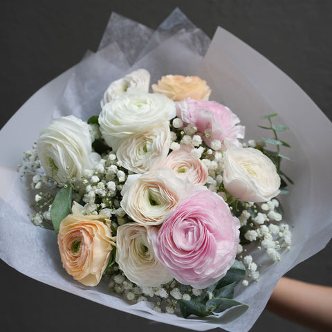 Ranunculus Bouquet (White, Blush, Light Pink, Mixed)