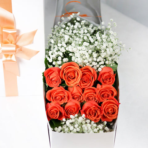 12 Orange Rose Box