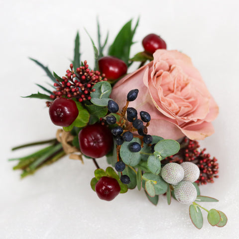 Burgundy & Coffee Rose Boutonniere