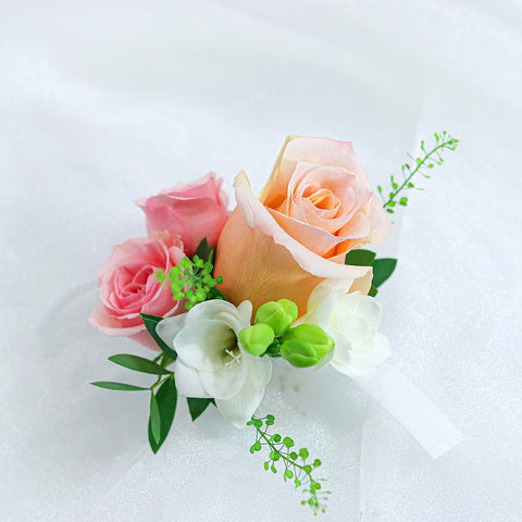 Vintage Coral Rose Wrist Corsages