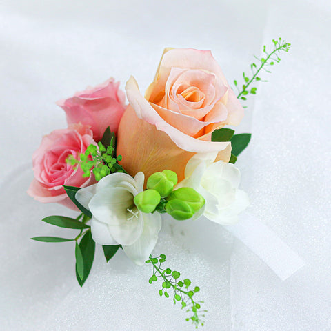 Vintage Coral Rose Wrist Corsages