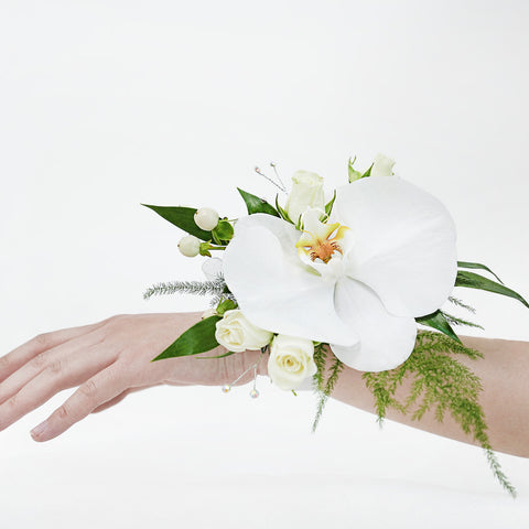 White Orchid with Rose Corsage 2