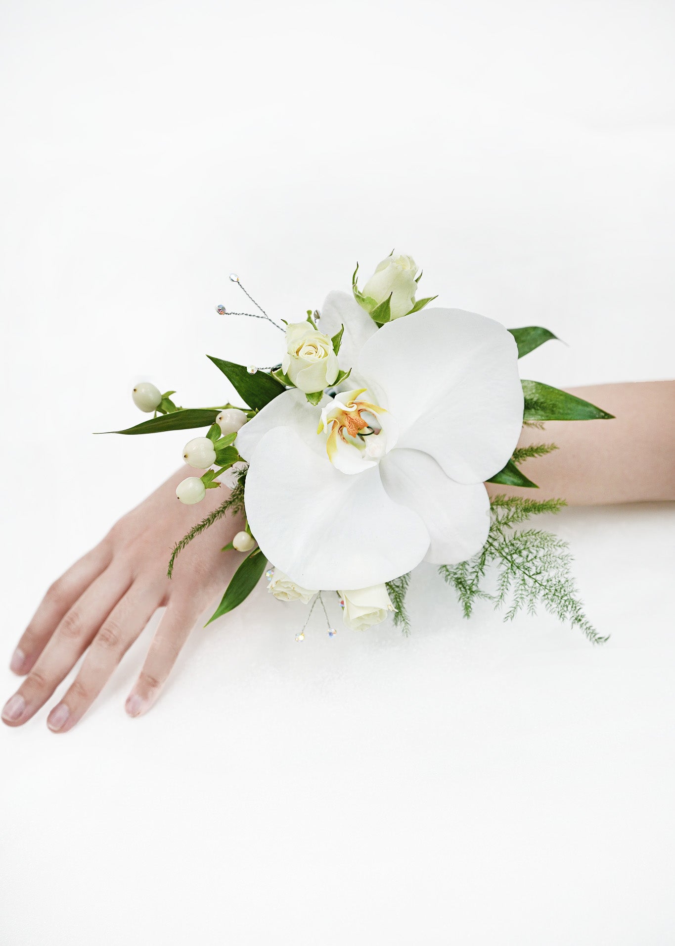White Orchid with Rose Corsage 2