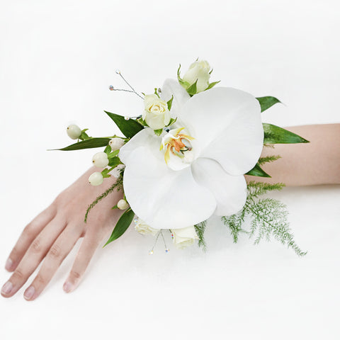 White Orchid with Rose Corsage 2