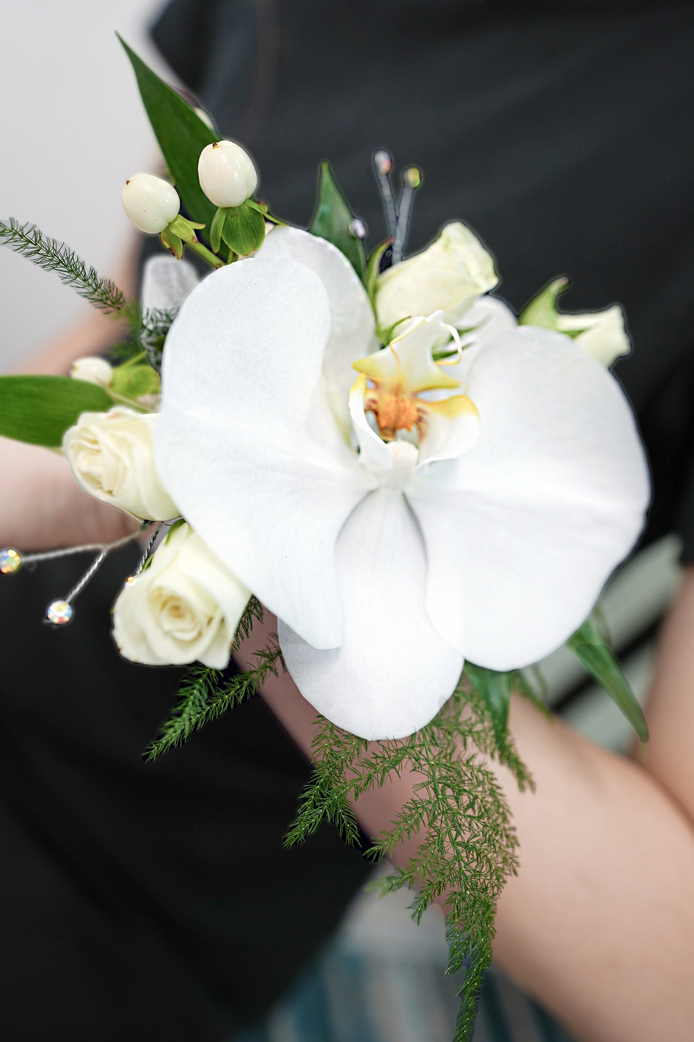 White Orchid with Rose Corsage 2