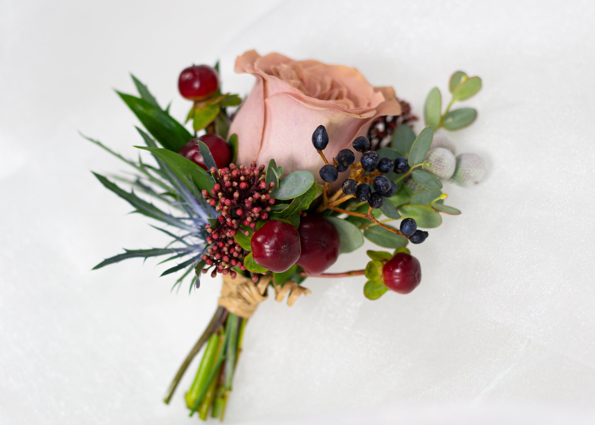 Burgundy & Coffee Rose Boutonniere