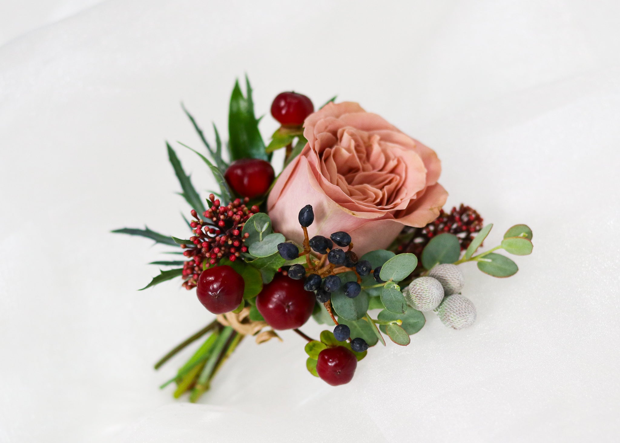 Burgundy & Coffee Rose Boutonniere