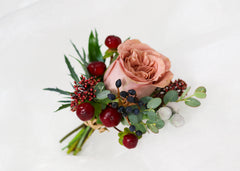 Burgundy & Coffee Rose Boutonniere