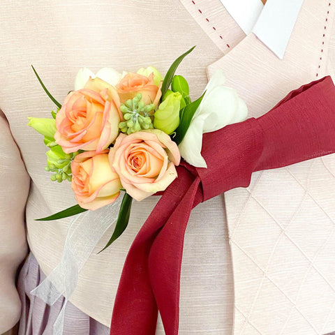Peach Rose Corsage