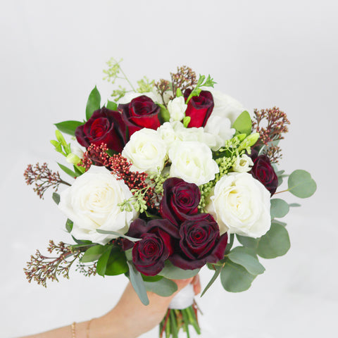 Burgundy & White Theme Bridal Bouquet