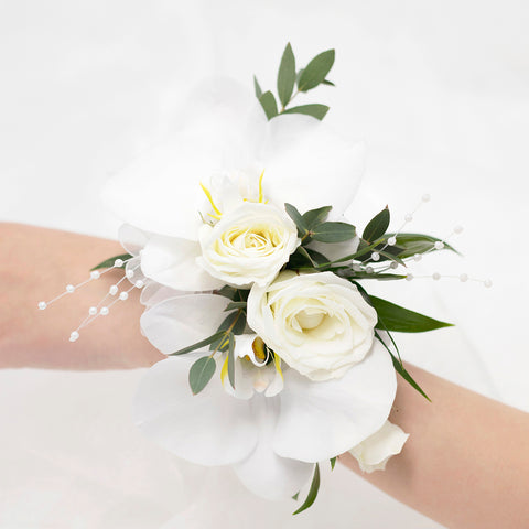 White Orchid with Rose Corsage