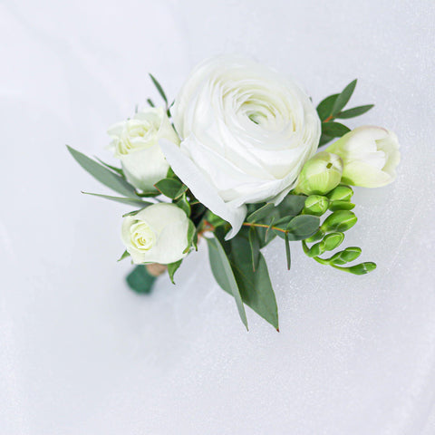 White Ranunculus Boutonniere