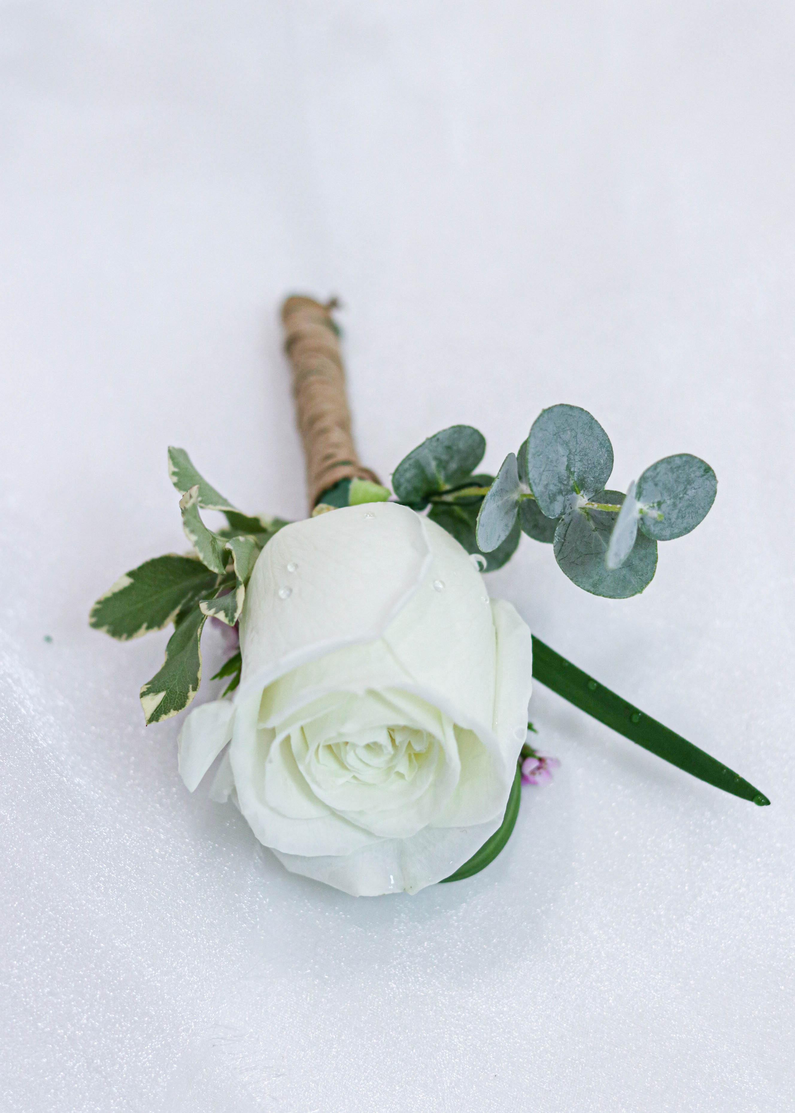 White Rose Boutonniere - Toronto Flower Gallery