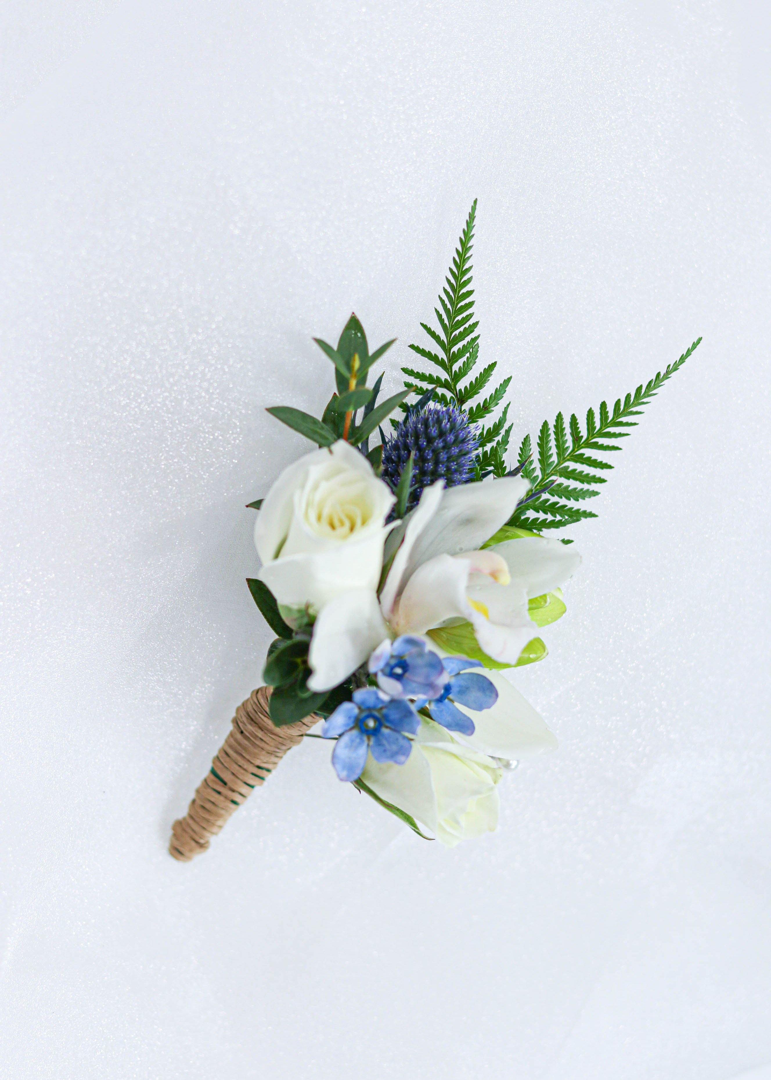 Blue & White Orchid Boutonniere - Toronto Flower Gallery