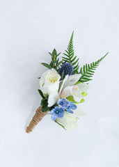 Blue & White Orchid Boutonniere - Toronto Flower Gallery
