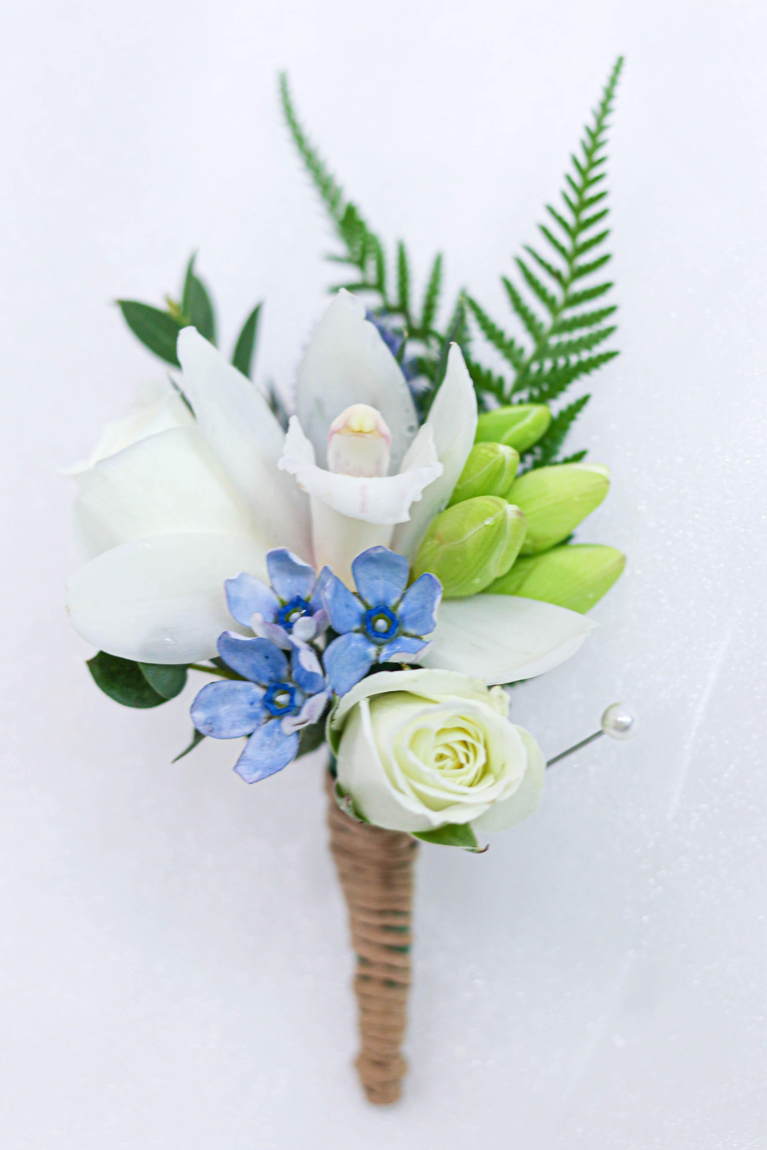 Blue & White Orchid Boutonniere - Toronto Flower Gallery