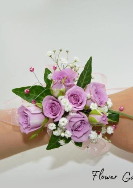 Purple Spray Rose Wrist Corsage - Flower - Toronto Flower Gallery