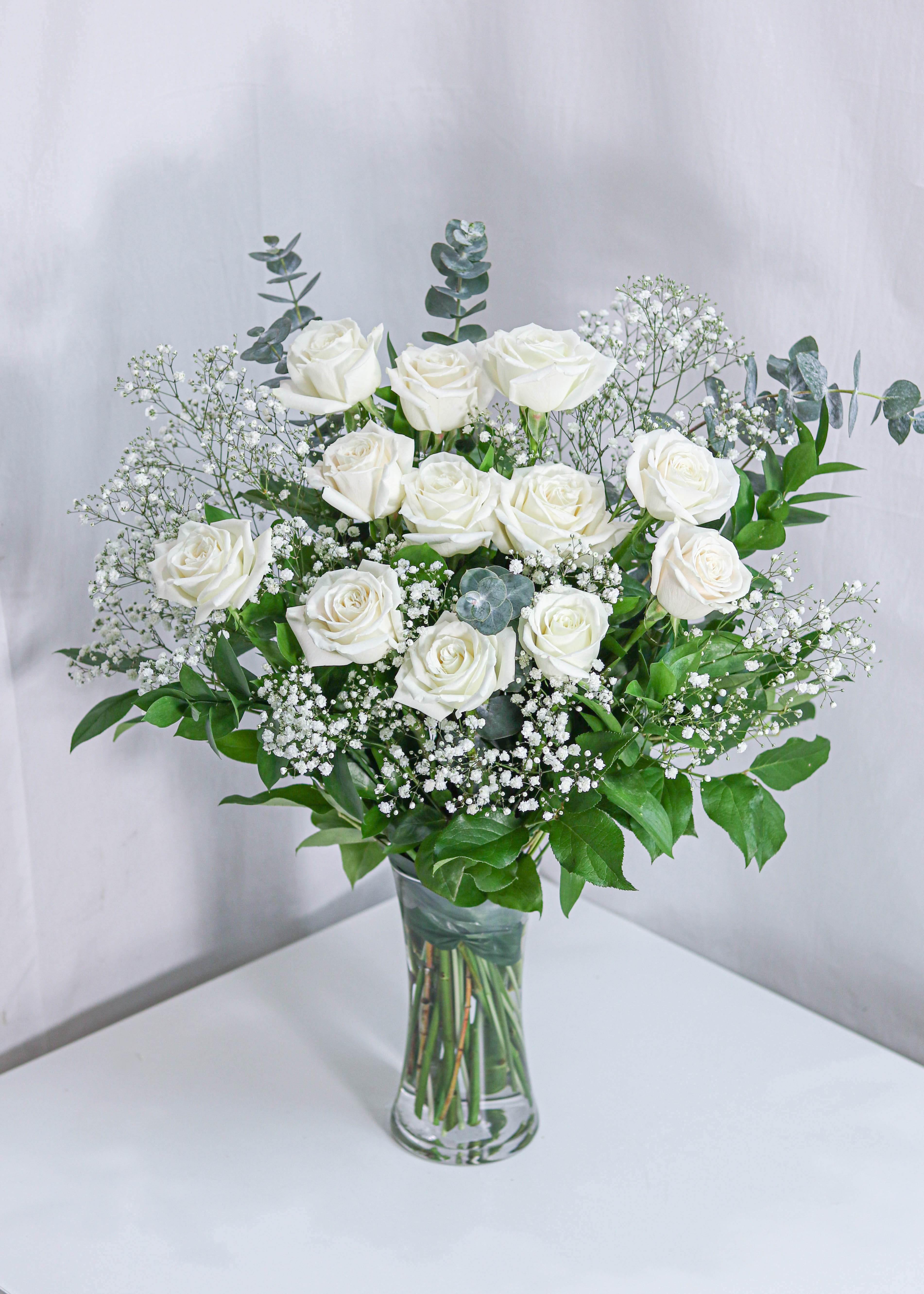 12 White Roses - Toronto Flower Gallery