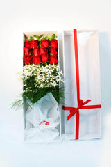 12 Red Roses & Baby's Breath In A Box - Toronto Flower Gallery