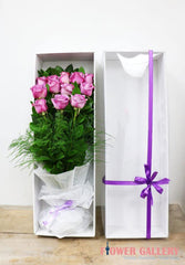 12 Purple Roses In A Box - Toronto Flower Gallery