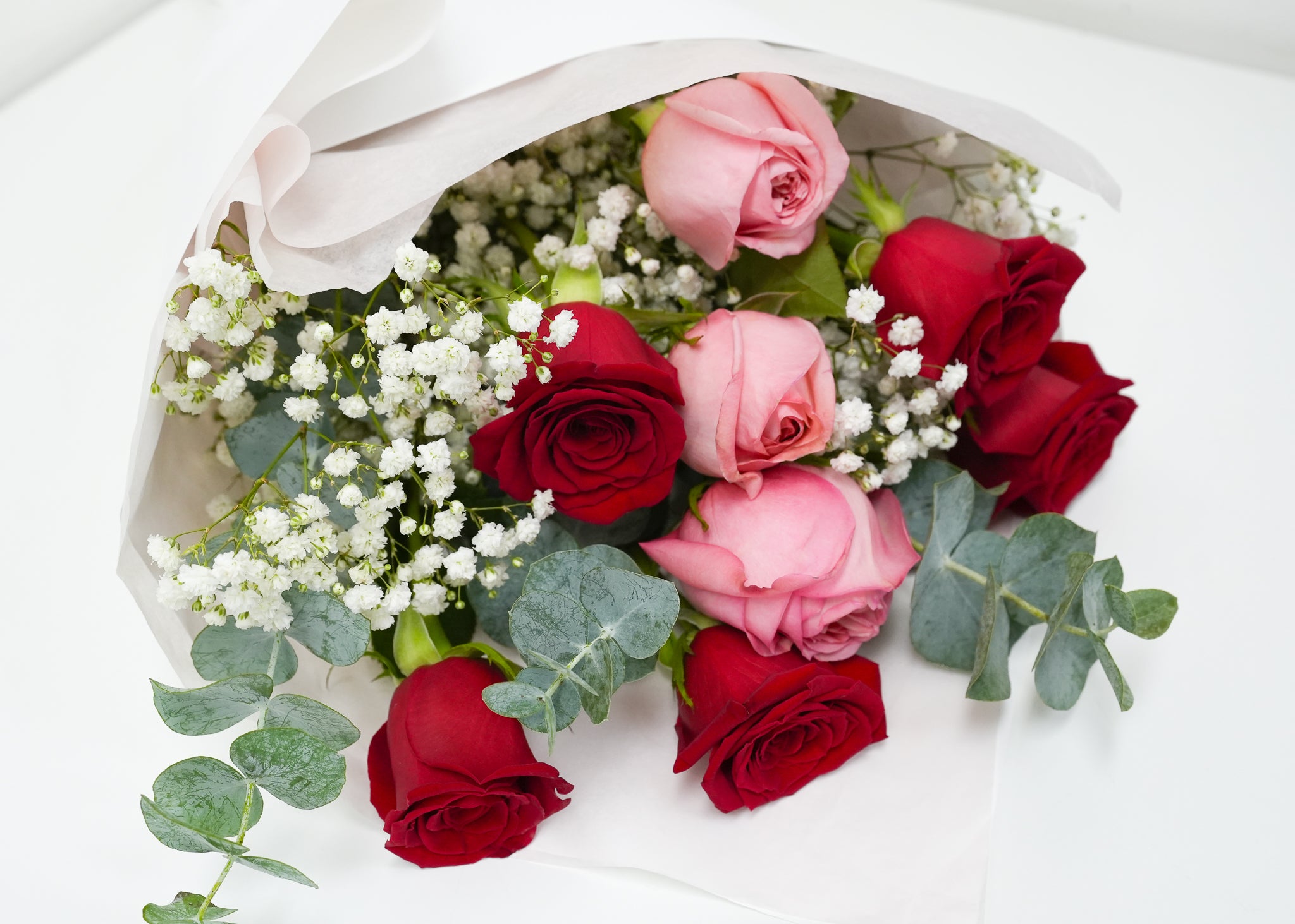 [VD] Red & Pink Rose with Baby's Breath