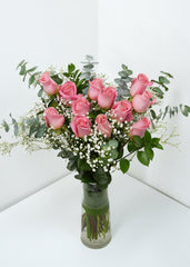12 Pink Roses
