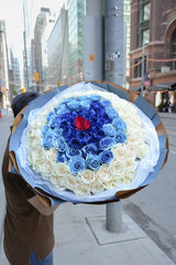 [VD] 101 Mixed Roses Bouquet (Blue, Pink)