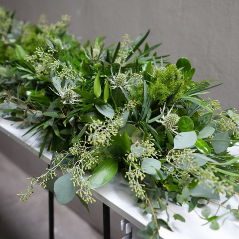 6ft mixed greenary table runner