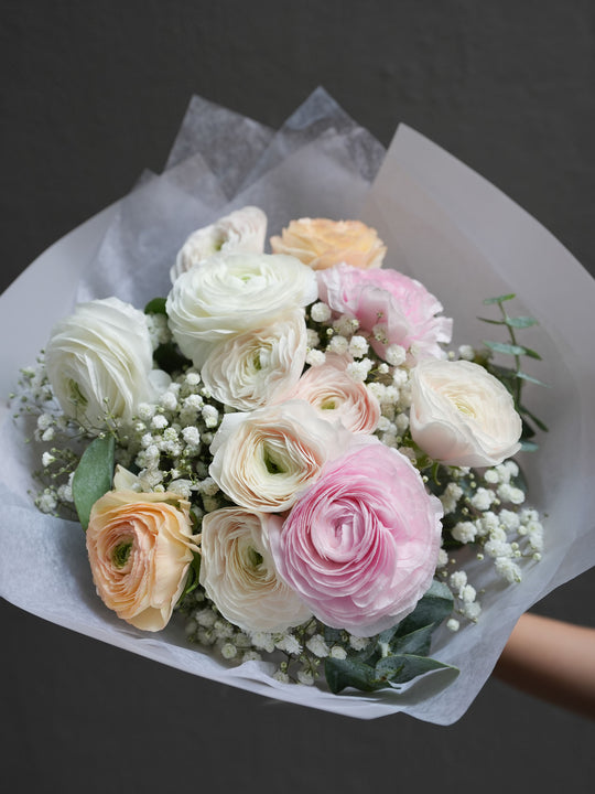 Ranunculus Bouquet (White, Blush, Light Pink, Mixed)