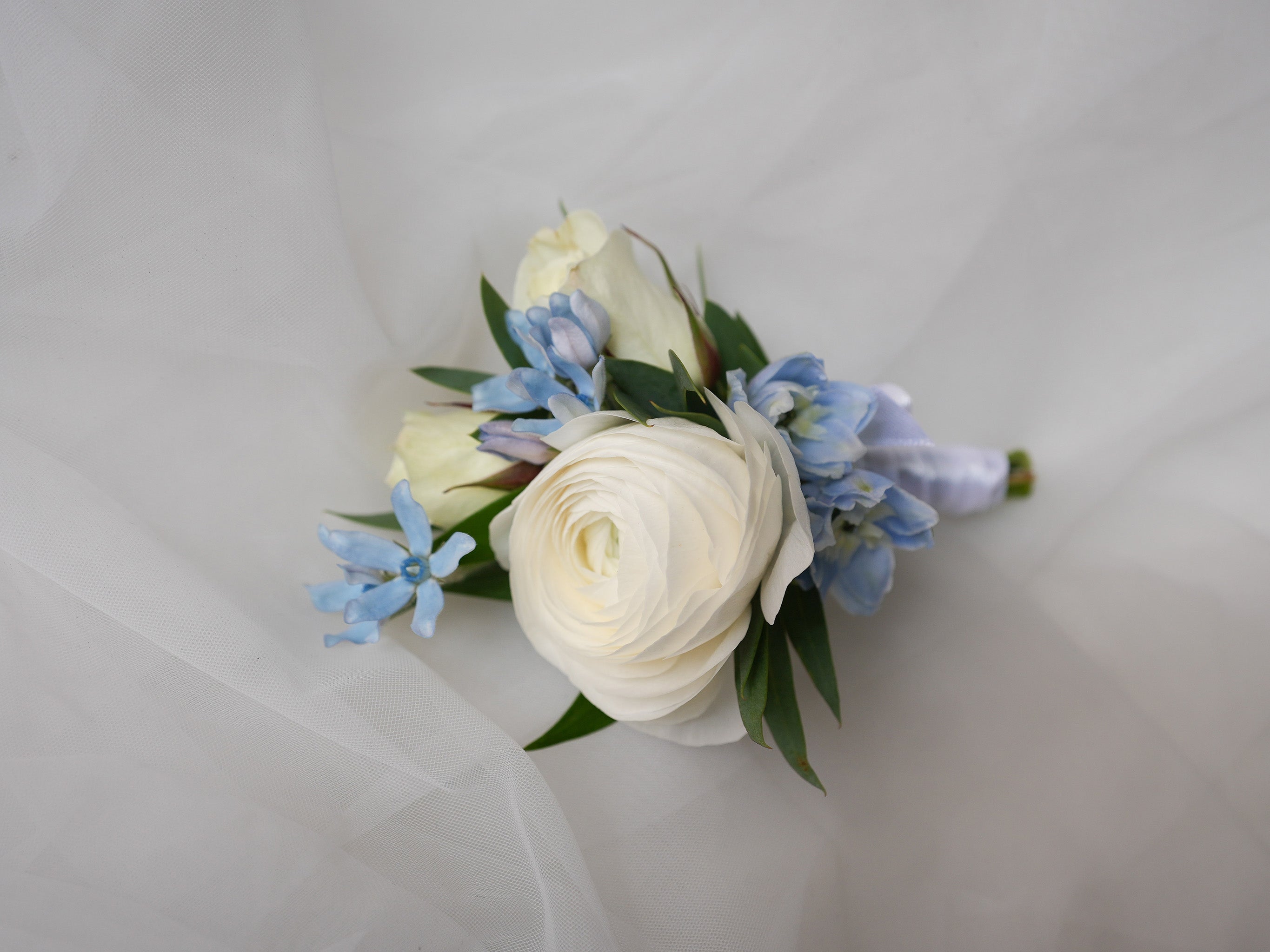 Pure Ranunculus Corsage & Boutonniere