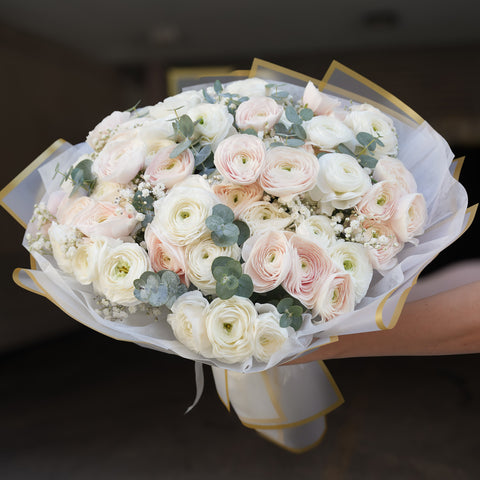 Ranunculus Bouquet (White, Blush, Light Pink, Mixed)