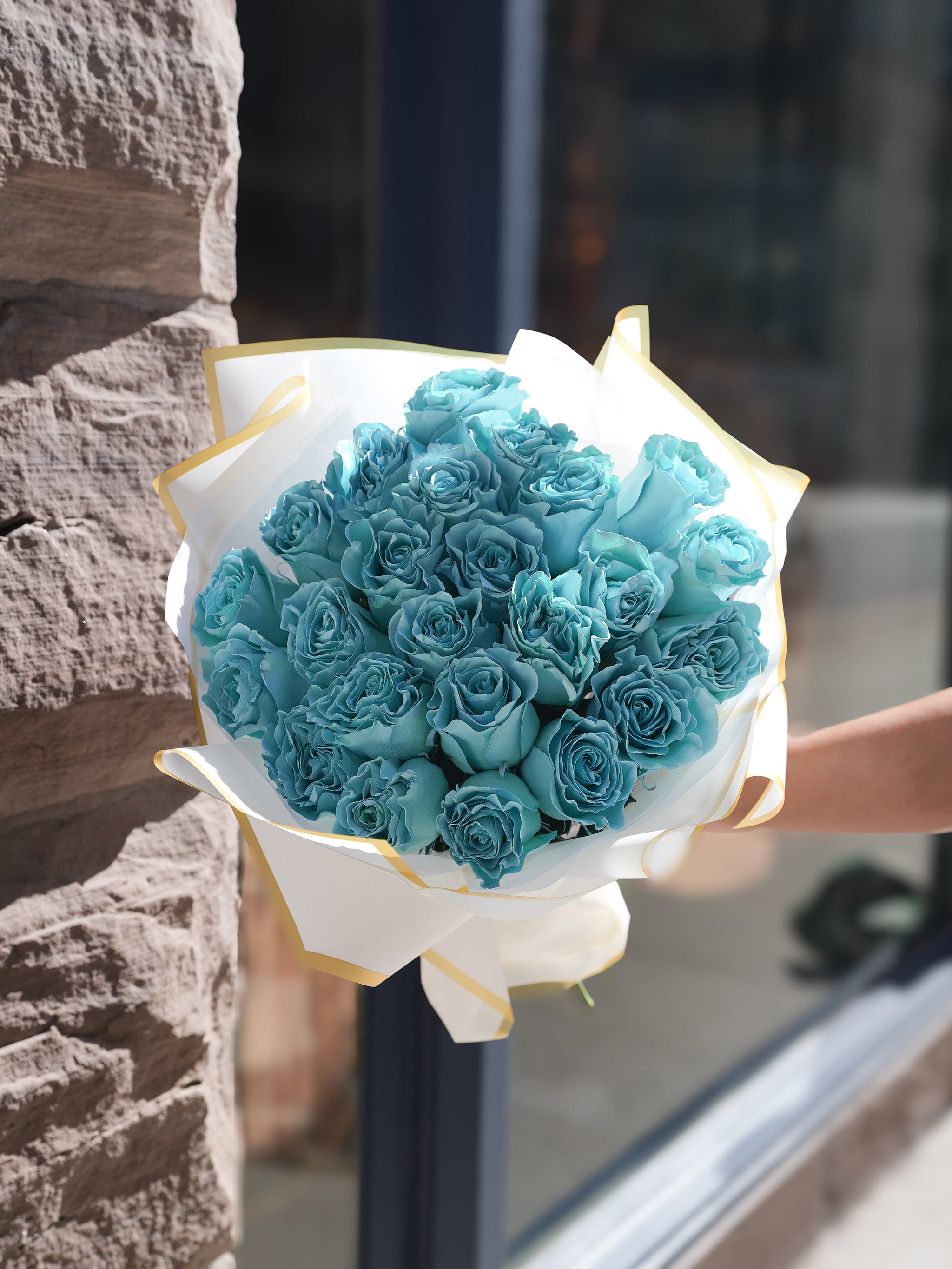 Emerald Blue Dyed Rose Bouquet
