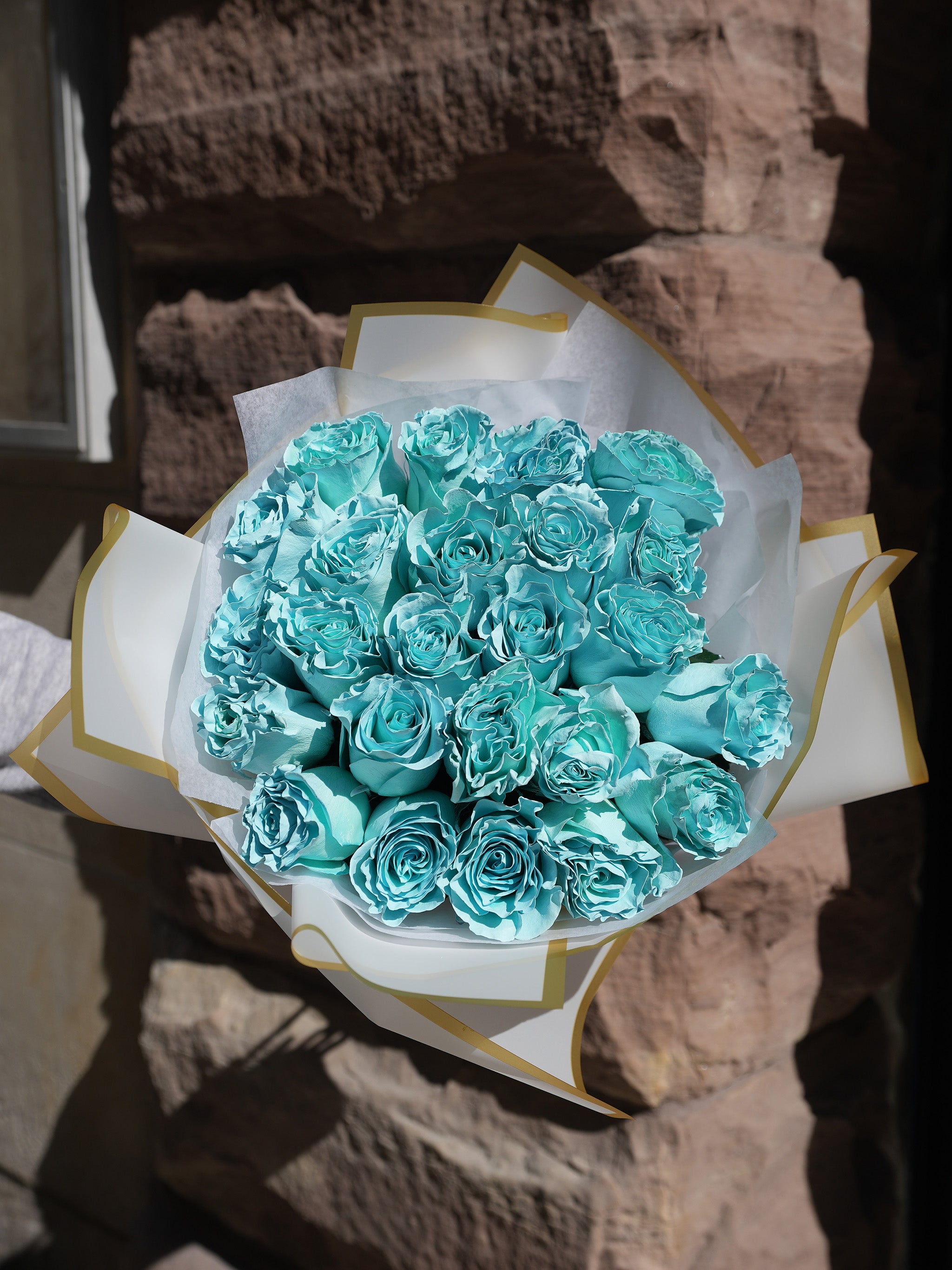 Emerald Blue Dyed Rose Bouquet