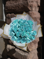Emerald Blue Dyed Rose Bouquet