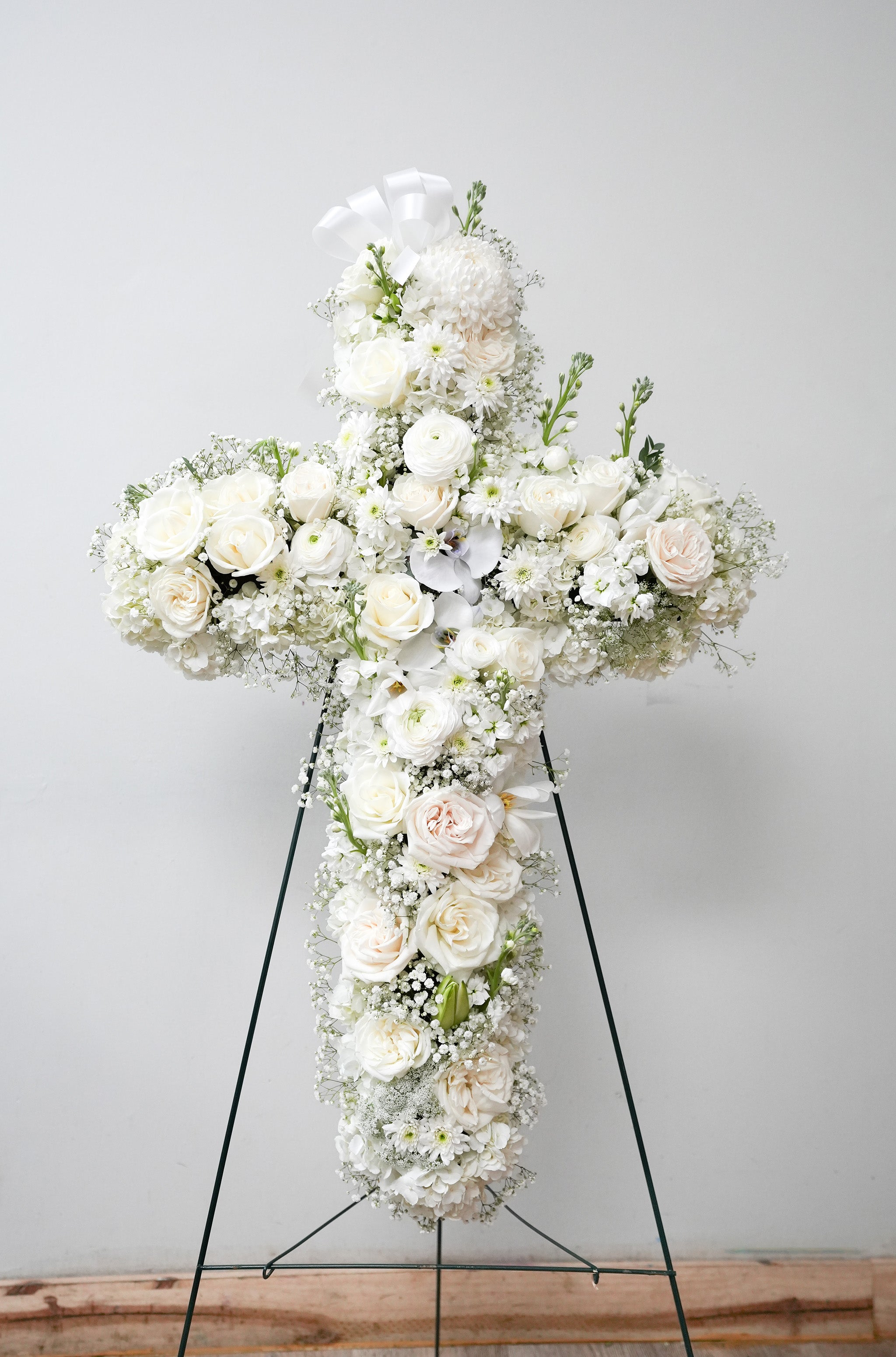 White and Blush Cross Standing Spray