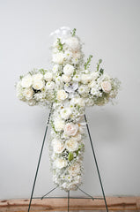 White and Blush Cross Standing Spray