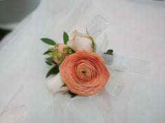 Peach Ranunculus Corsage