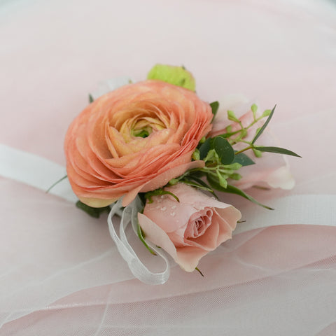 Peach Ranunculus Corsage