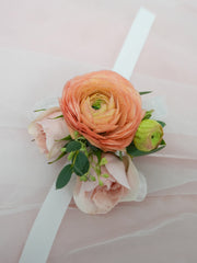 Peach Ranunculus Corsage