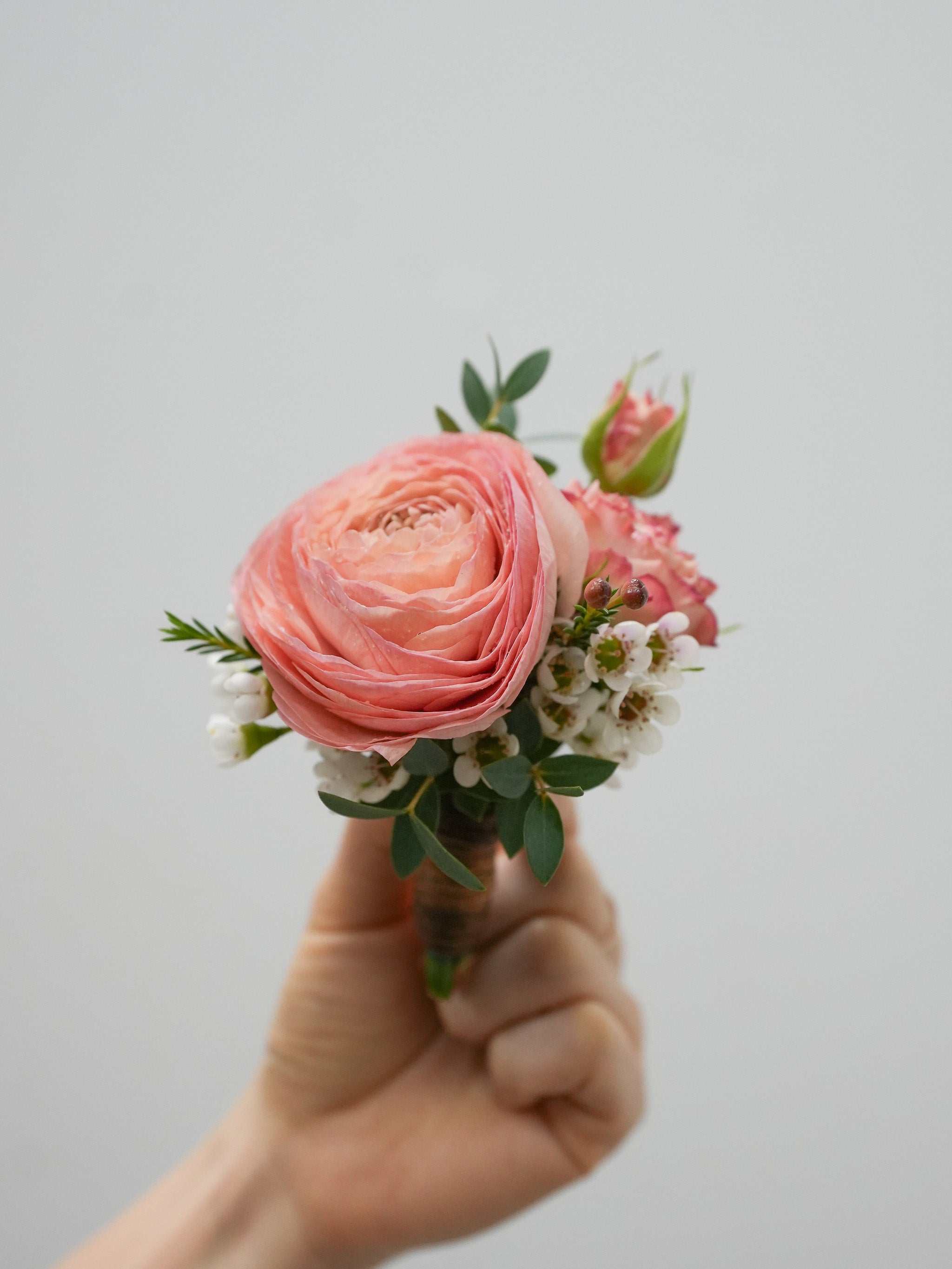 Peach Ranunculus Corsage