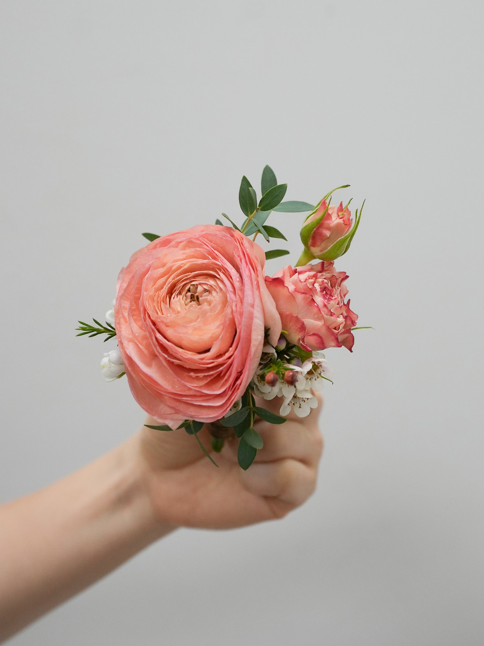 Peach Ranunculus Corsage