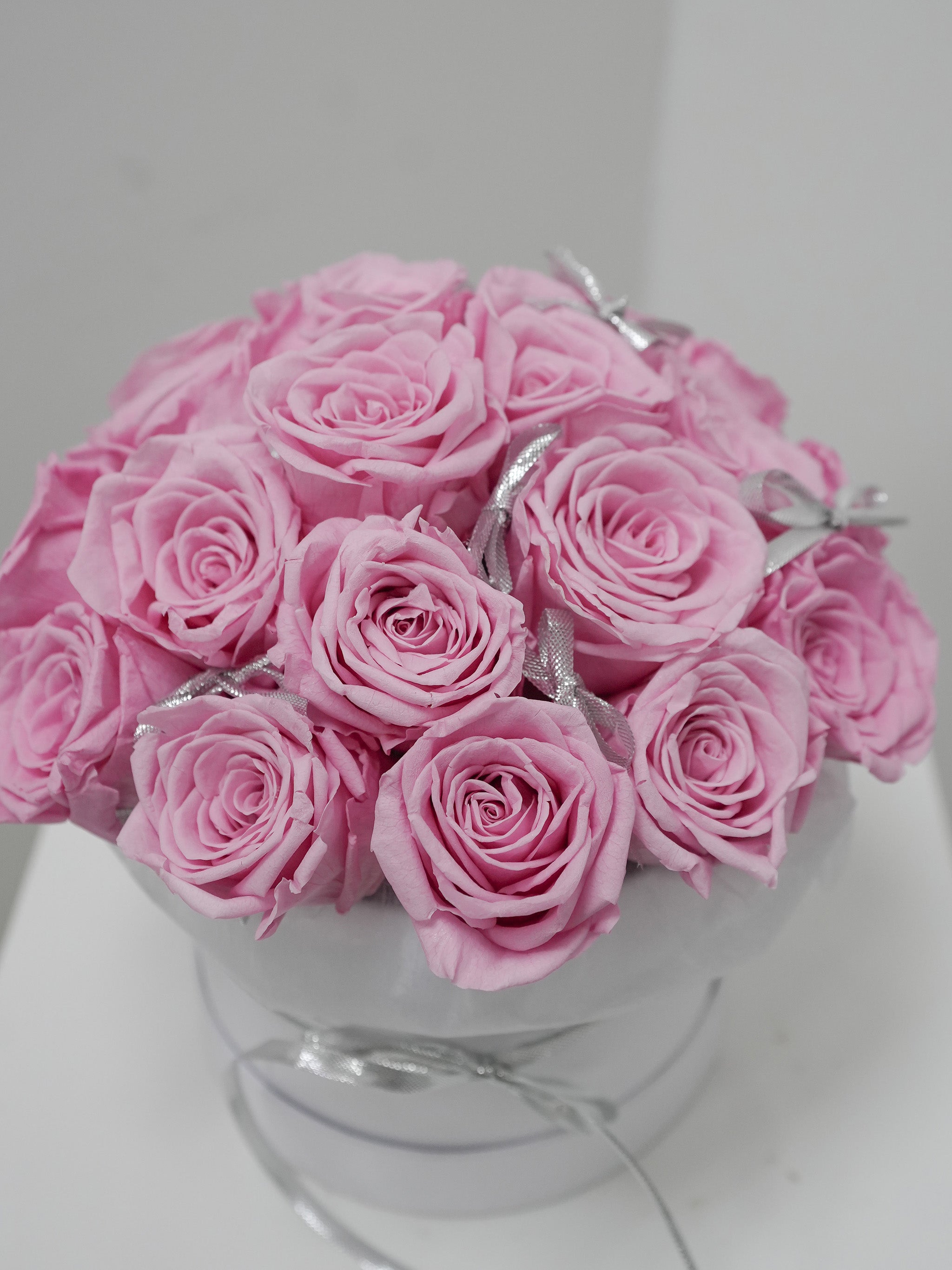 Silver Kissed Pink Rose Box