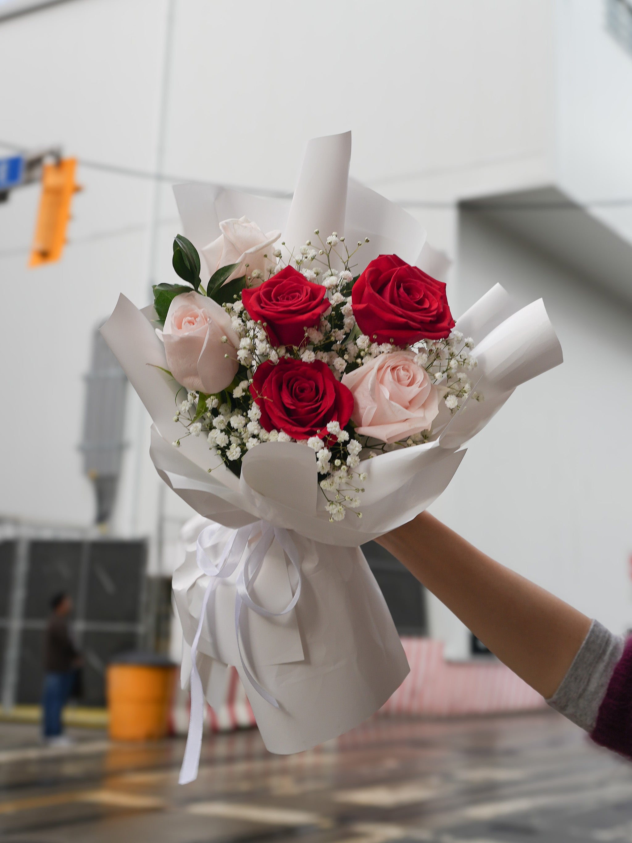 [VD] Red & Pink Rose with Baby's Breath